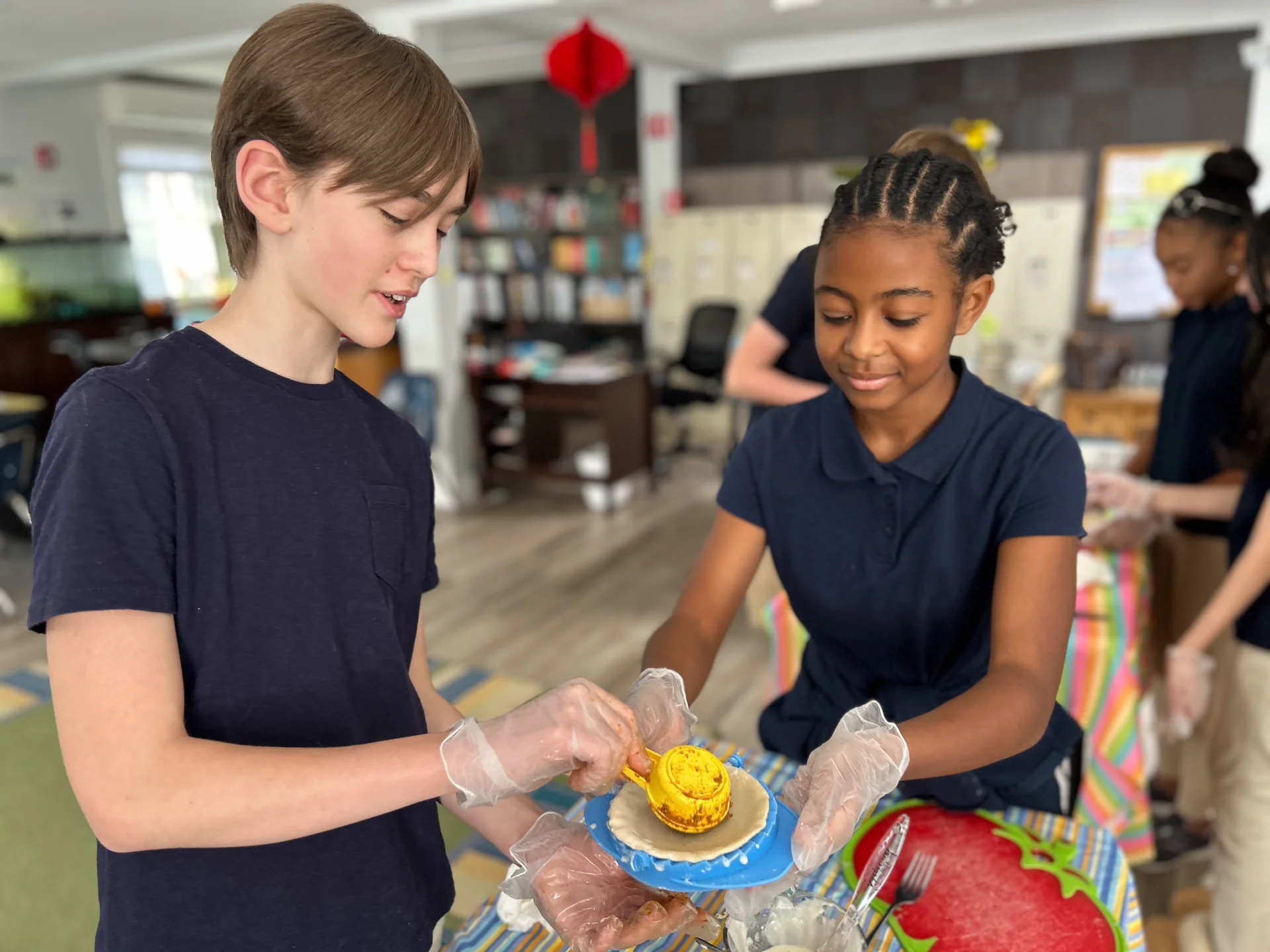 private school students in business class